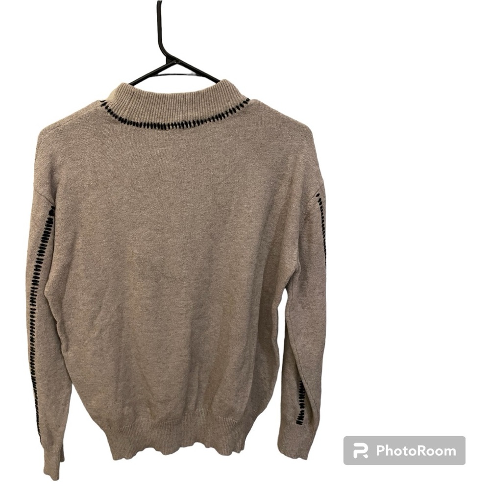 RD Style Tan with Black Stitching Details Sweater (Stitch Fix Exclusive) in XL - Picture 6 of 11